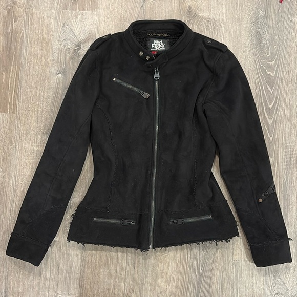 Vintage Jackets & Blazers - Y2K Faux Shearing Moto Jacket